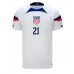 United States Timothy Weah #21 Replica Home Stadium Shirt World Cup 2022 Short Sleeve